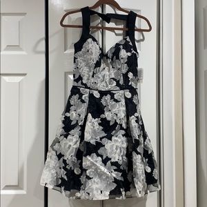 Black floral satin dress